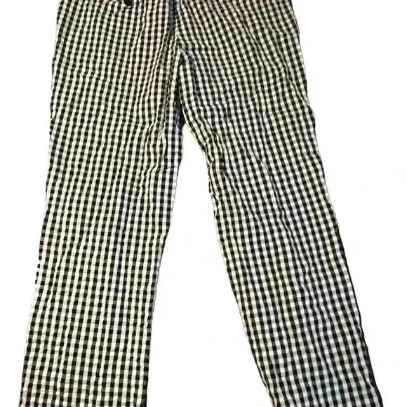 Lands End Women's Sz 10 Mid Rise Straight Leg B/W Checks Belt Loop Back Pockets - Picture 2 of 3
